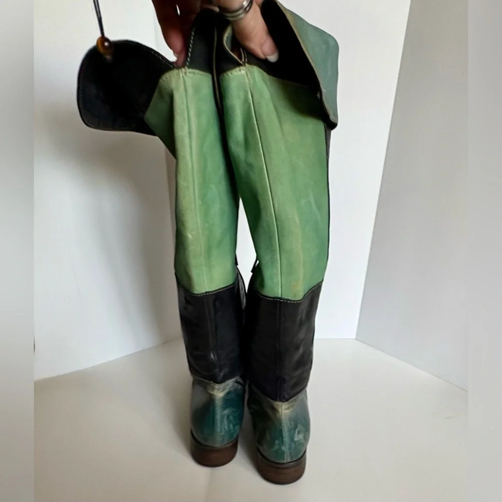 Vladì Boots Handmade in Venice Italy Rare Blue Black & Green Sz EU 38 US 7.5